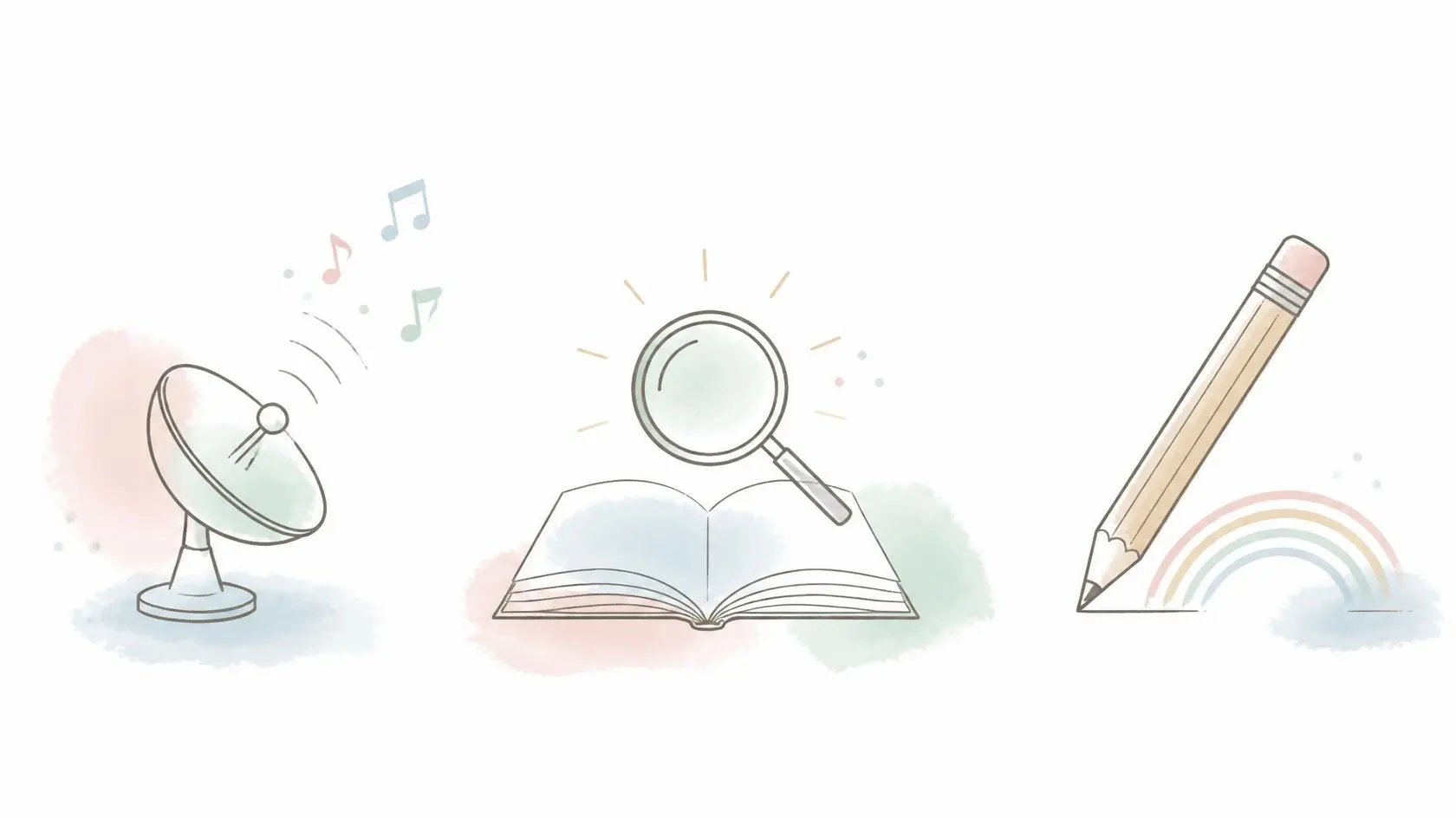Minimalist Simple Line Art Illustration In A Soft Muted Watercolor Wash